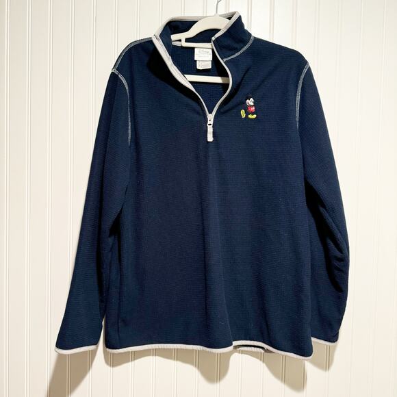 Disney Tops - Disney Store Navy Blue Fleece Half Zip Pullover Mickey Mouse Size Small